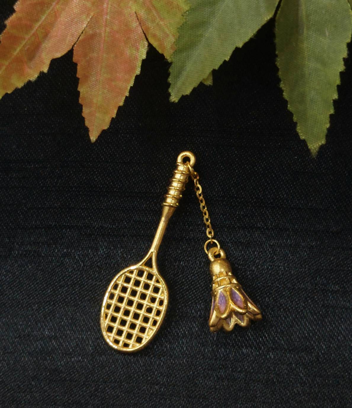 9999黃金羽球&球拍造型吊飾